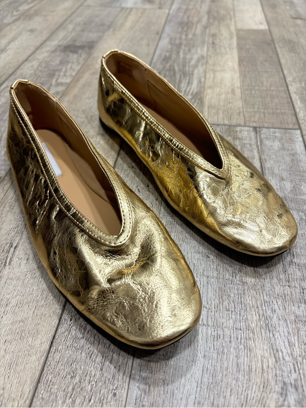 Steve Madden Leni metallic gold leather ballet flats